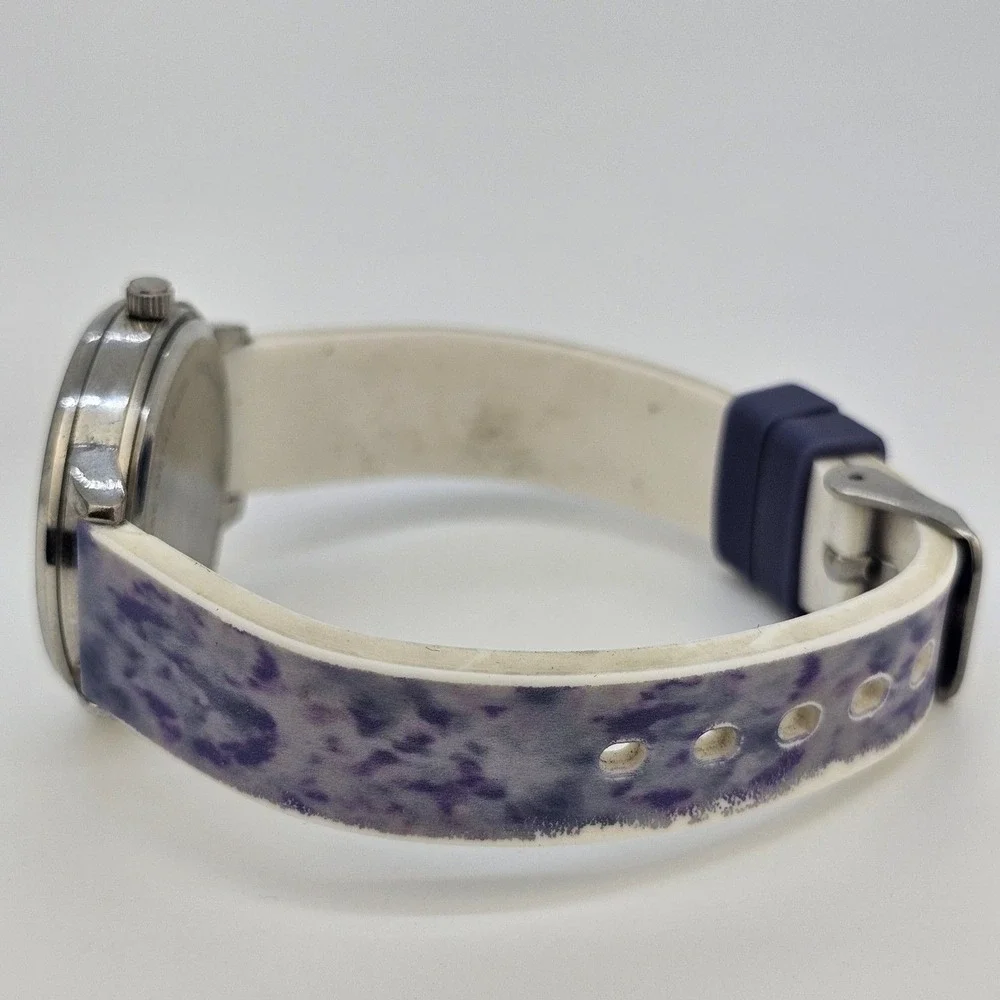 Women's Watch 35MM Gray Dial Floral Plastic Band‎ Straps New Battery